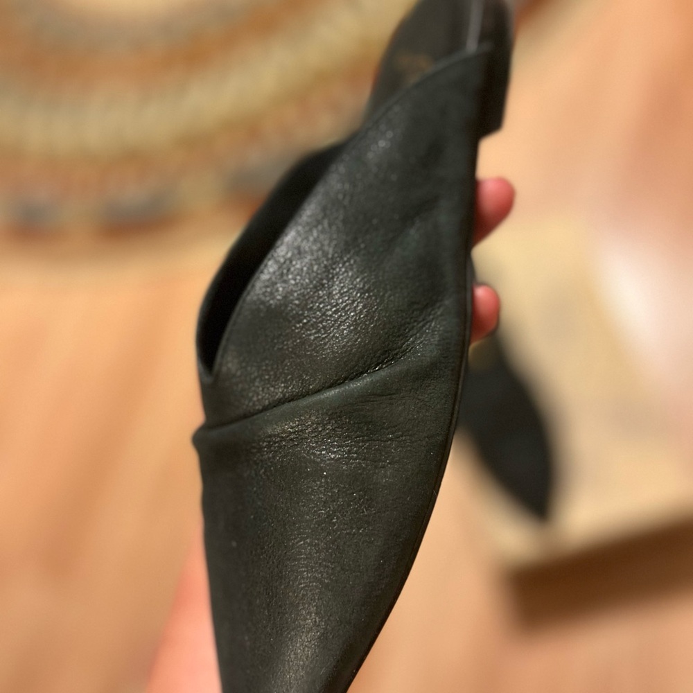 Free People Black Leather Slip-On Mules